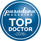 Pasadena Magazine Top Doctor 2018 blue award badge